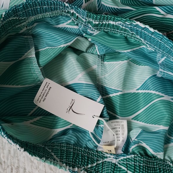 PREFER TO LIFE turquoise waves drawstring trunks - Picture 6 of 6